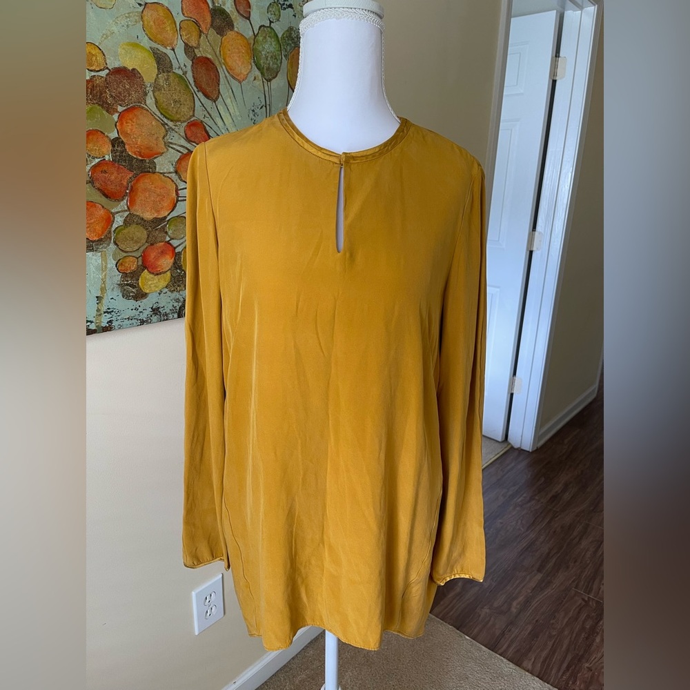 Lafayette 148 New York Mustard Keyhole Long-Sleeve Tunic